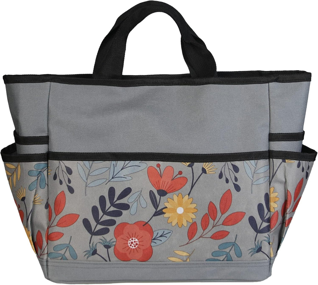 Garden Tool Bag, Garden Tool Kit Holder Home Organizer Storage Carrier, Oxford Garden Hand Tool Storage Tote Organizer with Handle and 8 Roomy Pockets, Floral Gardening Gift, Tools Not Included - view 8