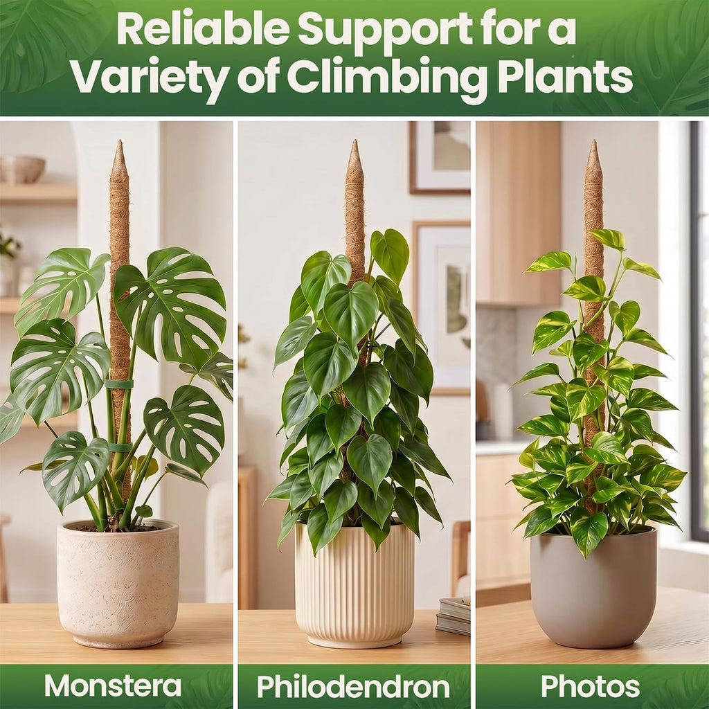 2 pack 28'' bendable moss pole plant support for climbing indoor plants - stakes for potted climbers - tall sticks indoor trellis for houseplants - accessories for moss pole - view 6