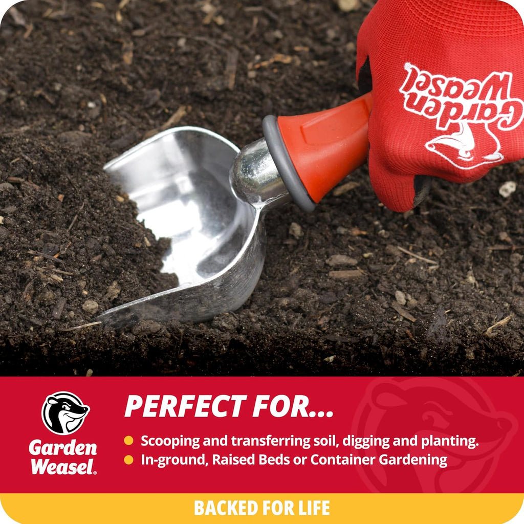 Oversized Potting Scoop for Soil Digging Planting Gardening | Heavy duty steel scoop for transplanting, moving soil & potting mix. Mini shovel design for garden beds & container planting - view 2