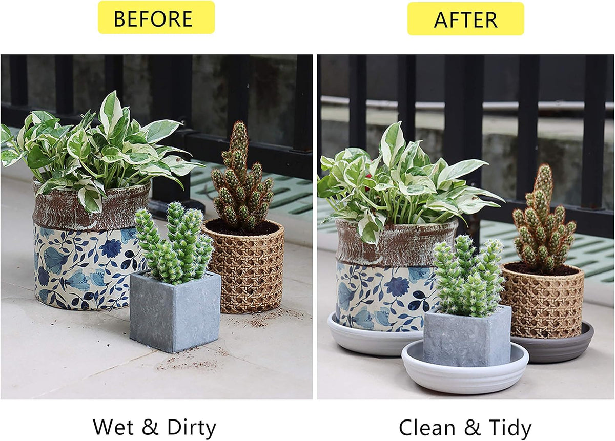 Round Plastic Plant Saucer Drip Tray Set of 6 for Indoor Outdoor Home Garden Flower Plant Container Flower Pot Pallets ((5.8''+7"+8'') x2, Terracotta) - view 2