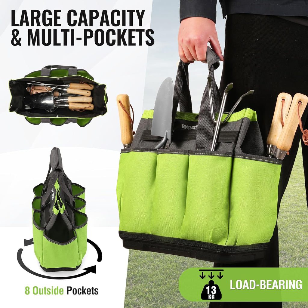 Garden Tool Bag with Waterproof Plastic Base, 8 Pockets | Heavy Duty, Gardening Bag, Oxford Garden Tote Caddy, Gardening Tool Kit Holder for Indoor and Outdoor, Tools NOT Included - view 5