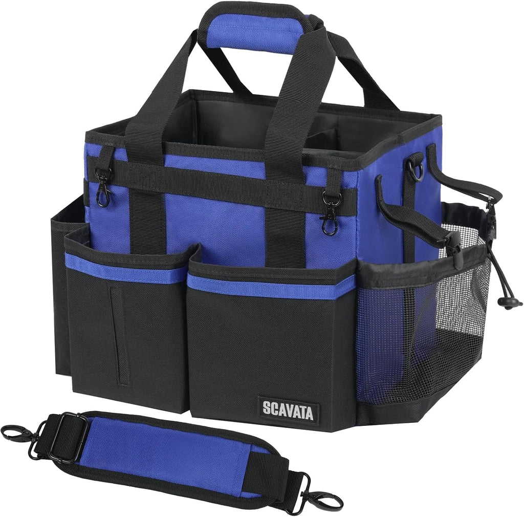 Compact Wearable Cleaning Caddy with Handle & Shoulder Straps | Small Cleaning Supplies Organizer, Under Sink & Car Cleaning Tools Storage Bag for Housekeepers Cleaners, Black - view 2
