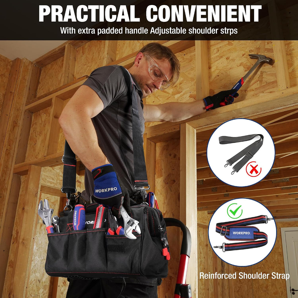 12-inch Close Top Wide Mouth Storage Tool Bag, W081020A - view 7
