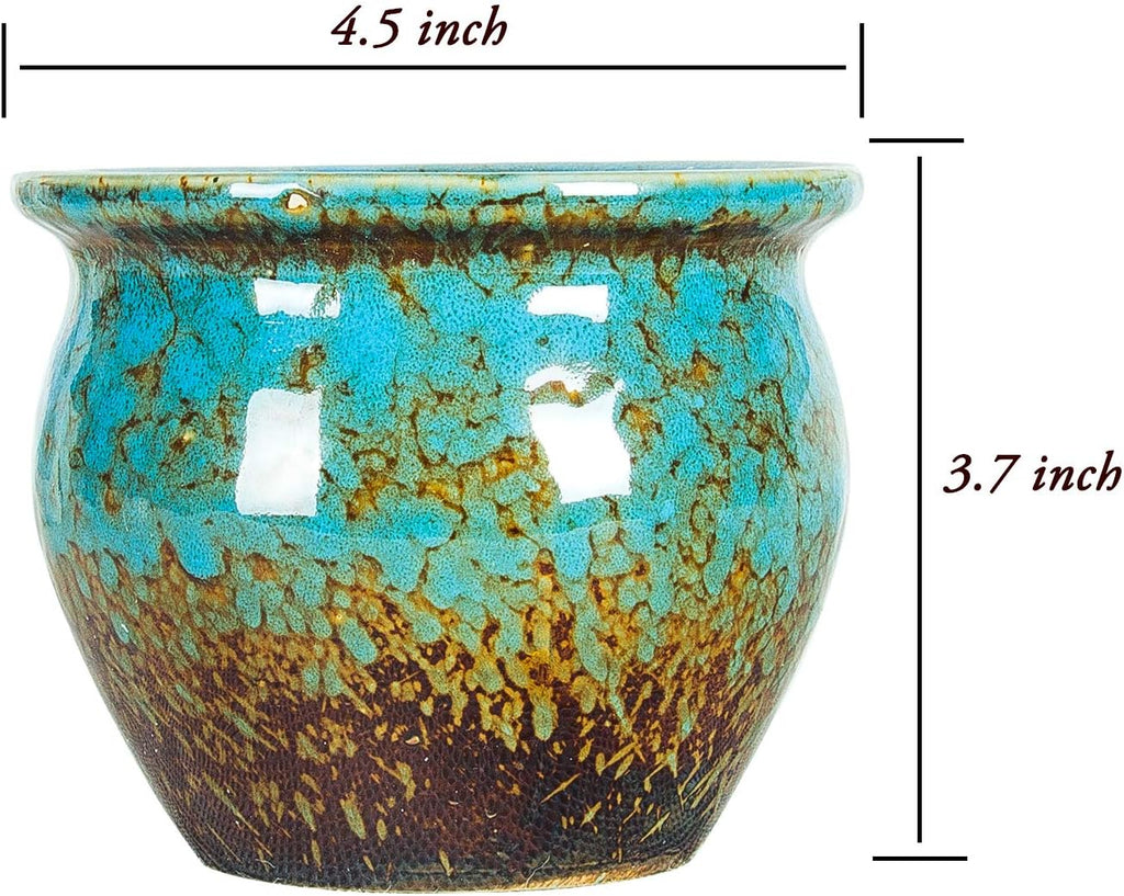 Succulent pots, 4.5 inch small plant pots with drainage tray | ceramic planters for indoor plants colorful cactus flower planter, gifts for women - view 5