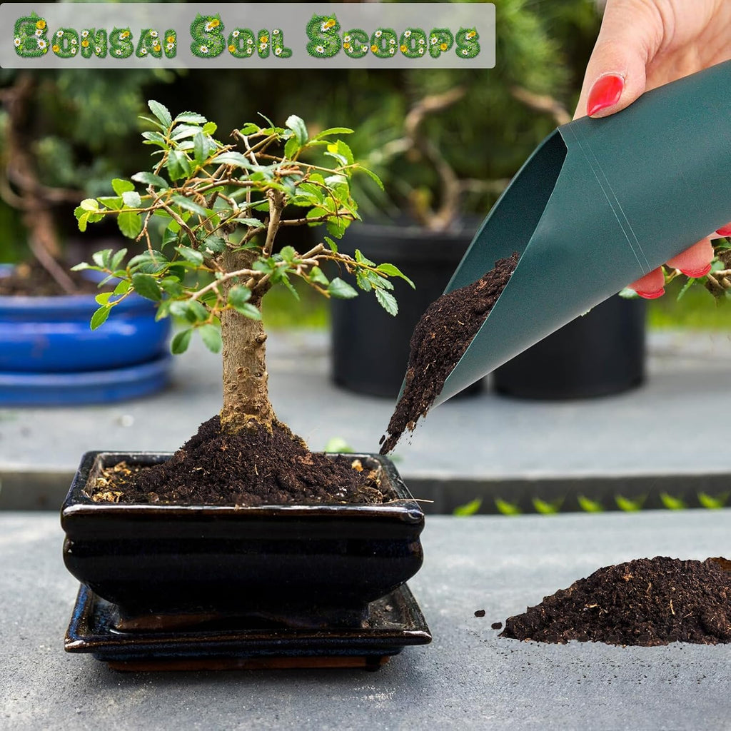 Set of 2 Soil Scoops - Mini Hand Scoops for Transplanting, Weeding, and Potting - Small Garden Scoop, Potting Scoopers, Bonsai Tool - Set of 2 Different Sizes 6½" x 2½" and 6¼" x 1¾" - Green - view 5