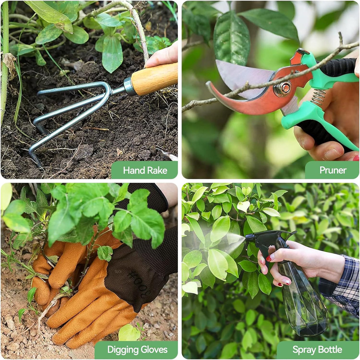 Heavy Duty Gardening Tools with Handbag, Gardening Gifts for Women | Rust-Resistant Steel Garden Tool Sets for Women, Men, Durable, Ergonomic Wooden Handle, Idea for Planting Work - view 6