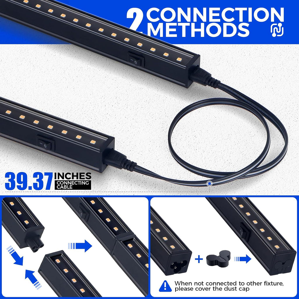 T5 LED Grow Lights, 2FT Yellow, Black Cover, Linkable, 2 Packs | Full Spectrum, Grow Light Strip for Indoor Plants, Plant Growing Lamp with Magnetic Bar, Separate Switch, 20W (2 x 10W) - view 8