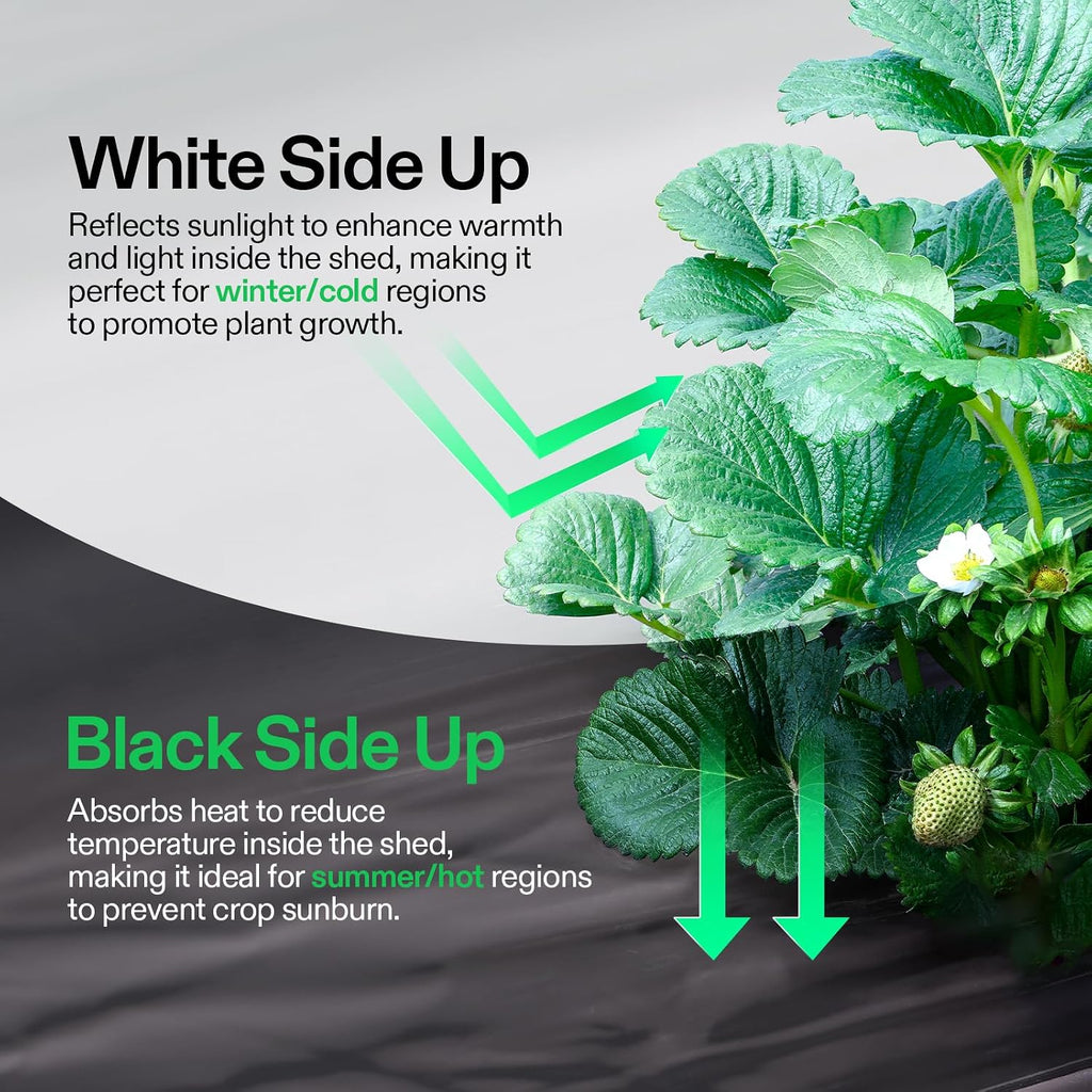 Mylar Film Black and White Panda Film, 10' x 10' 5.5 Mil Poly Film | 5.5 Mil Thick, MPE Material, High-strength, Ultra-durable, Dual-Sided Design for Grow Tent, Green House, Warm House - view 3