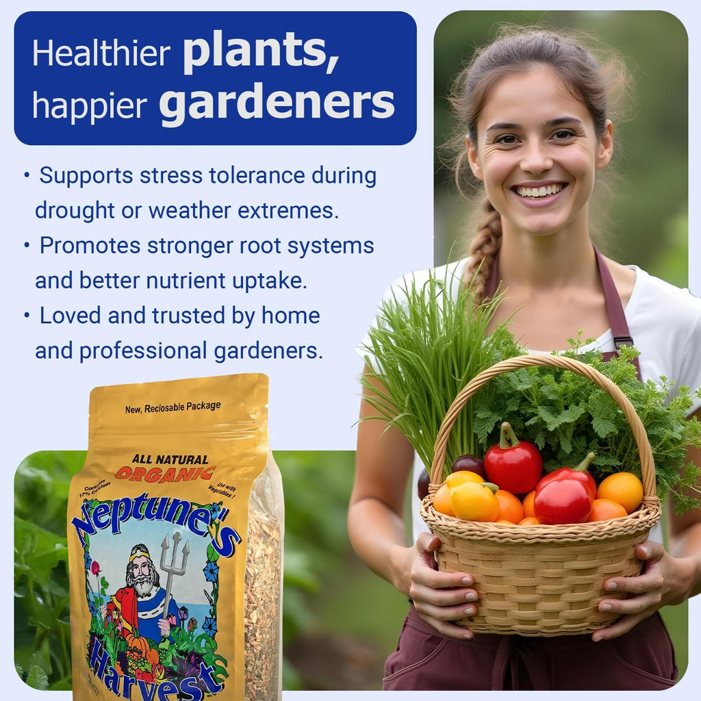 Neptune’s Harvest Organic Crab & Lobster Shell Multi-Purpose Plant Food (5-3-0) - 4 LB Resealable Bag - Rich in Nutrients Soil Fertilizer - Plant Food for Lawns, Gardens, and Vegetables - view 5