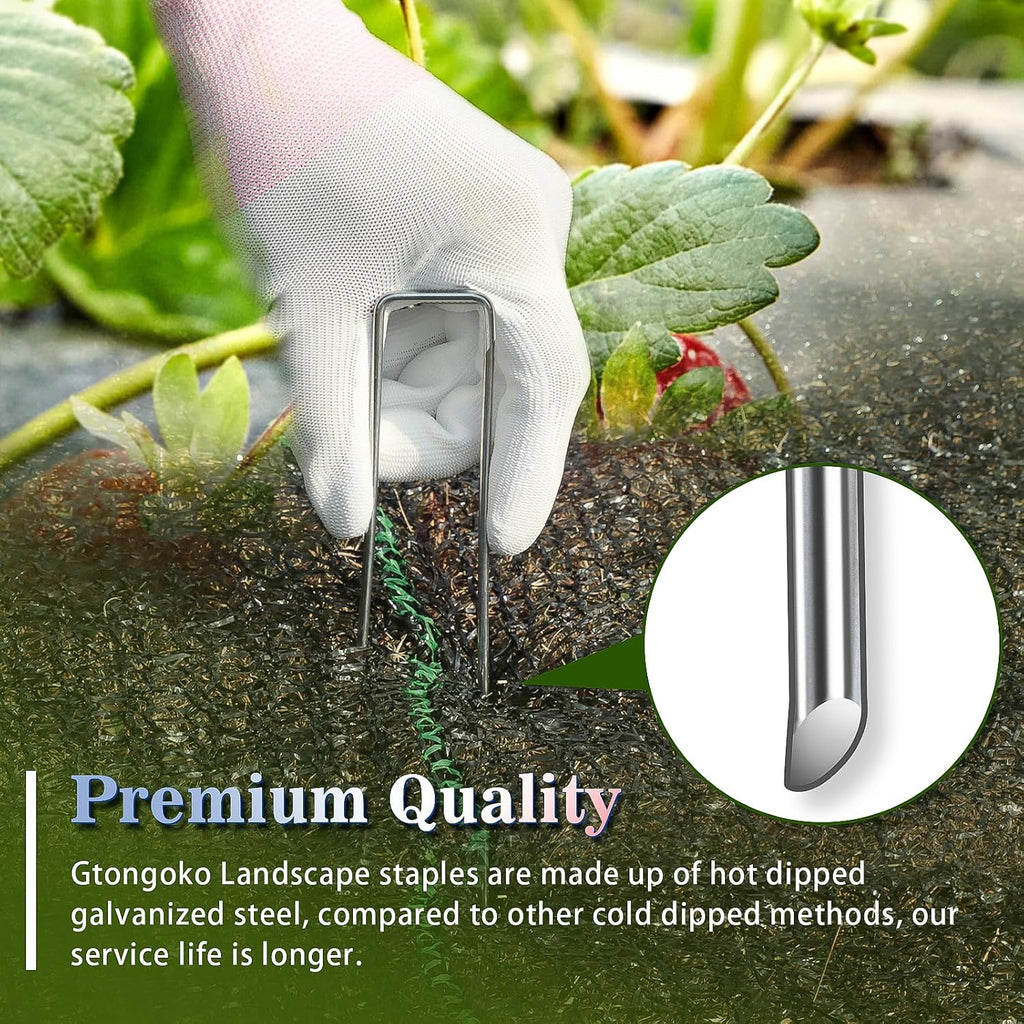 50 Pack Landscape Staples 4 Inch Galvanized Garden Stakes, 12 Gauge Heavy Duty Sod Staples for Weed Barrier Fabric, Plant Covers, Netting, Irrigation Hose & Holiday Decorations - view 3