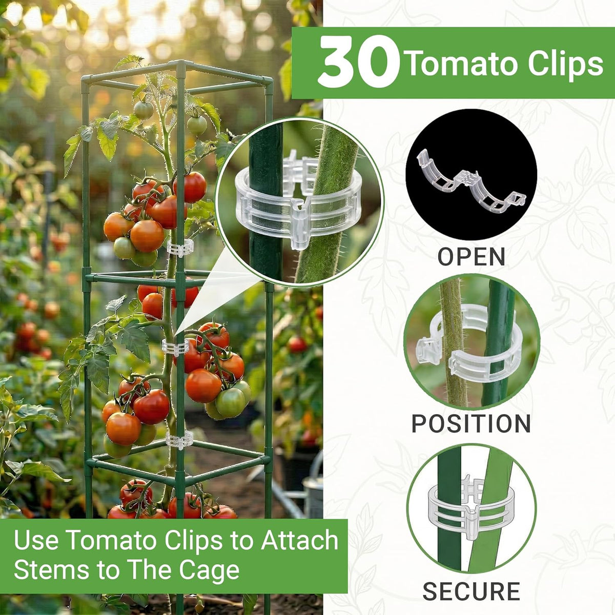 Tomato cage square - large trellis stakes and plant support structures for vegetables and climbing plants - tall tomato cages for garden, pots, raised garden bed outdoor supplies (3 pack - up to 58") - view 5