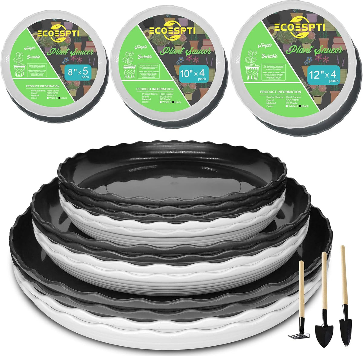 12Pcs Plant Saucer, 6 8 10 Inch Durable Plastic Plant Trays for Pots, White Round Plant Pot Saucers, Drip Tray for Indoor and Outdoor Garden - view 8