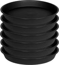6 pack 6 inch plant saucer tray, 4 6 8 10 12 15 17 19 inch plant saucers, heavy duty plastic plant saucers for indoors, bird bath bowls, flower plant water trays for pots planter (6", black)