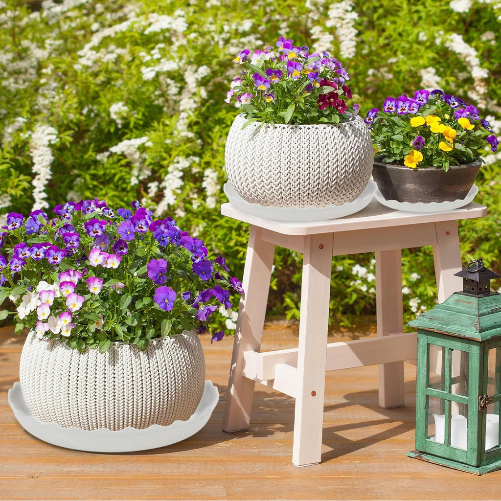 12 packs wave plant saucer - plastic flower pot drip trays/durable heavy duty white planter water tray for indoor and outdoor garden (6/8/10 inch) - view 7