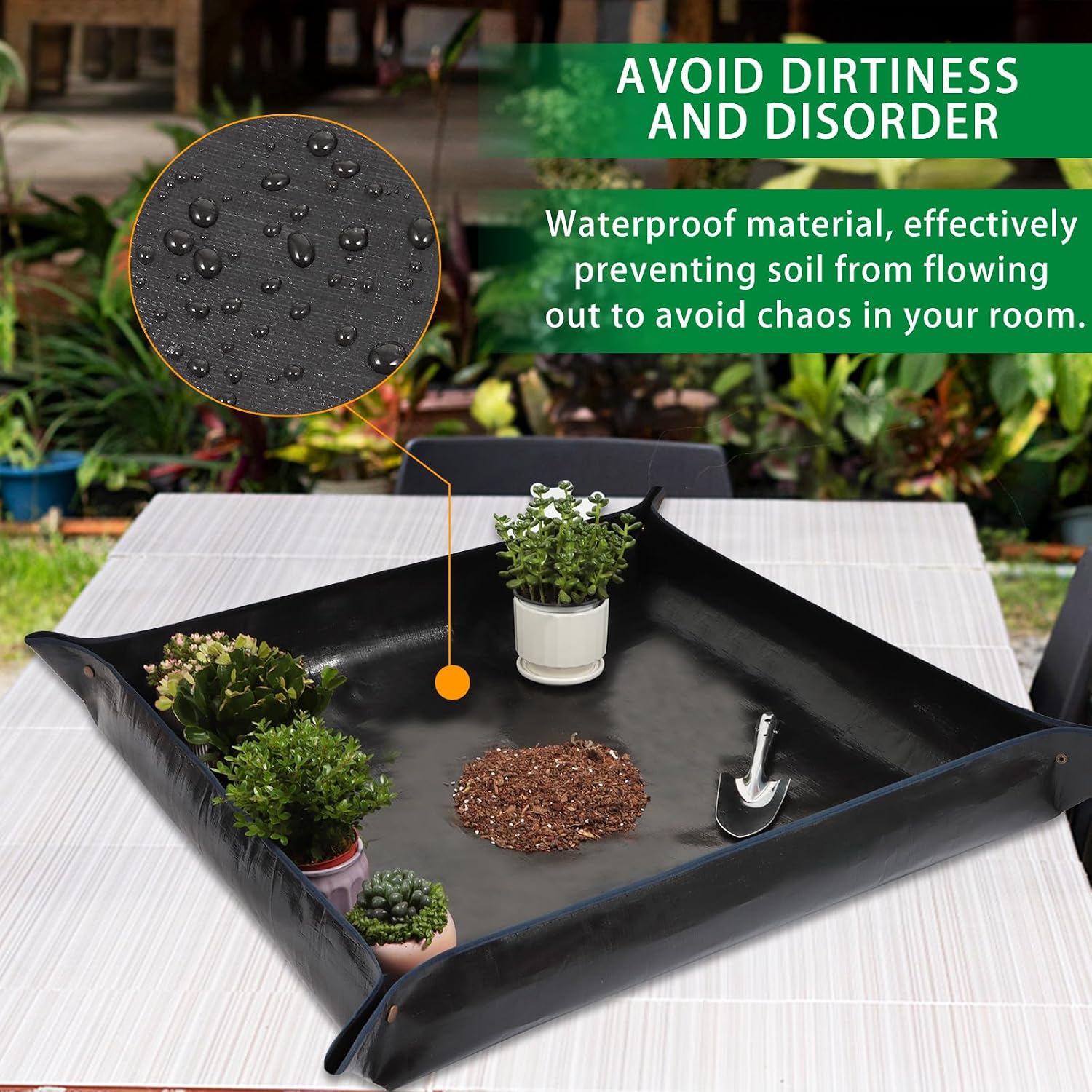 39.4" x 39.4" large plant repotting mat for indoor plants, portable and foldable gardening mat, waterproof transplanting potting mat in garden outdoor - view 4