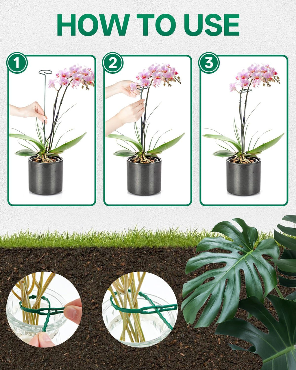 20 Pack 23.6 In Metal Plant Stakes, Plant Support Stakes with 15 Twist Tie | Adjustable Plant Supports, Flower Stakes for Indoor Outdoor Plant, Hydrangea, Tomato, Peony, Marigold, Amaryllis, Sapling - view 5