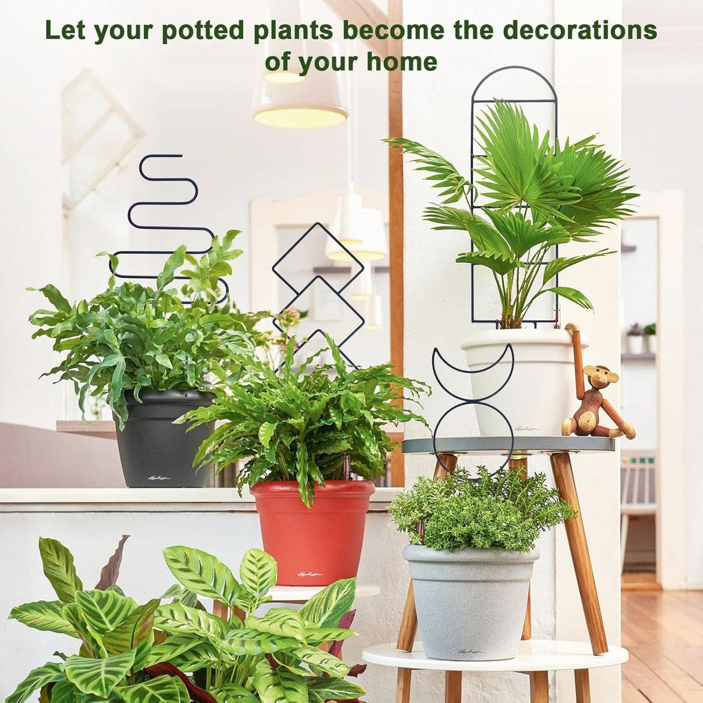 16inch Small Indoor Plant Trellis for Climbing Plants Outdoor | 4PK Black Garden Metal Trellis for Potted Plants with Different Patterns for Vine Ivy Flower Plant Support - view 6