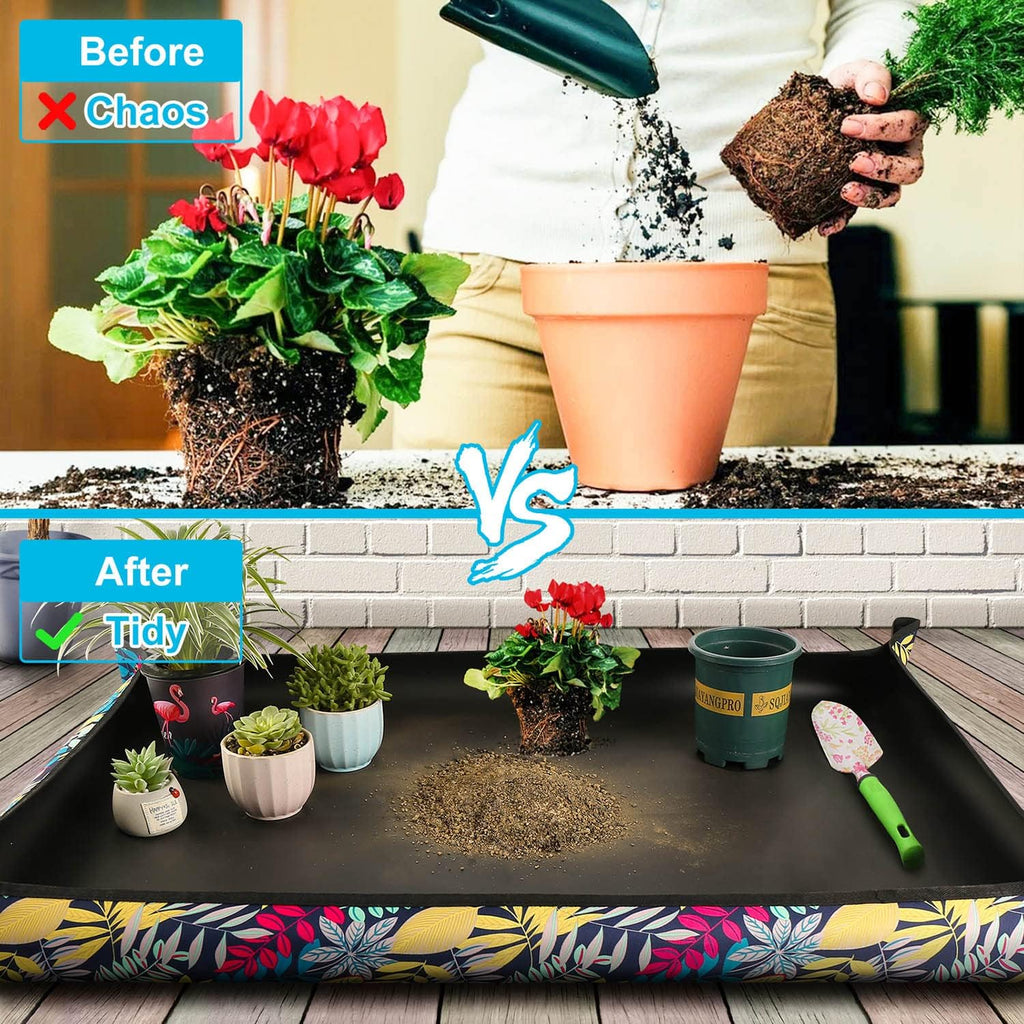 Extra large repotting mat for indoor plant transplanting and mess control 43.5"x 29.5" thick waterproof potting mat succulent gardening mat portable foldable potting tray unique gifts for plant lovers - view 2