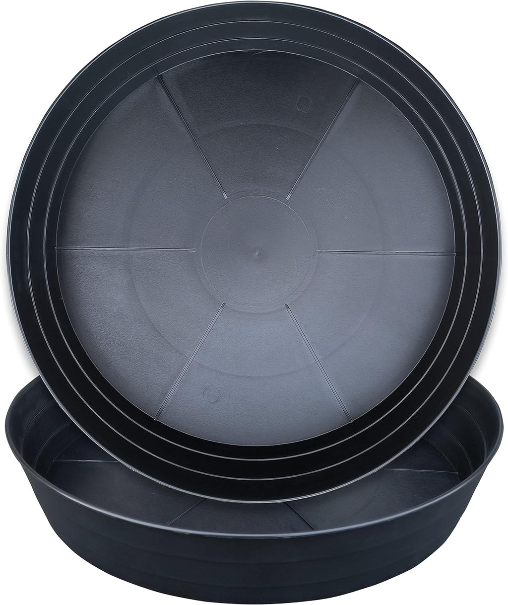 Plant Saucers 10 12 14 16 18 20 25 Inch, 4 Pack of Plastic Plant saucers for Pots，Extra-Deep Plant Water Dray Tray, Bird Bath Bowl, Heavy Plant Trays Indoors and Outdoor No Holes (12 Inch, Black) - view 2