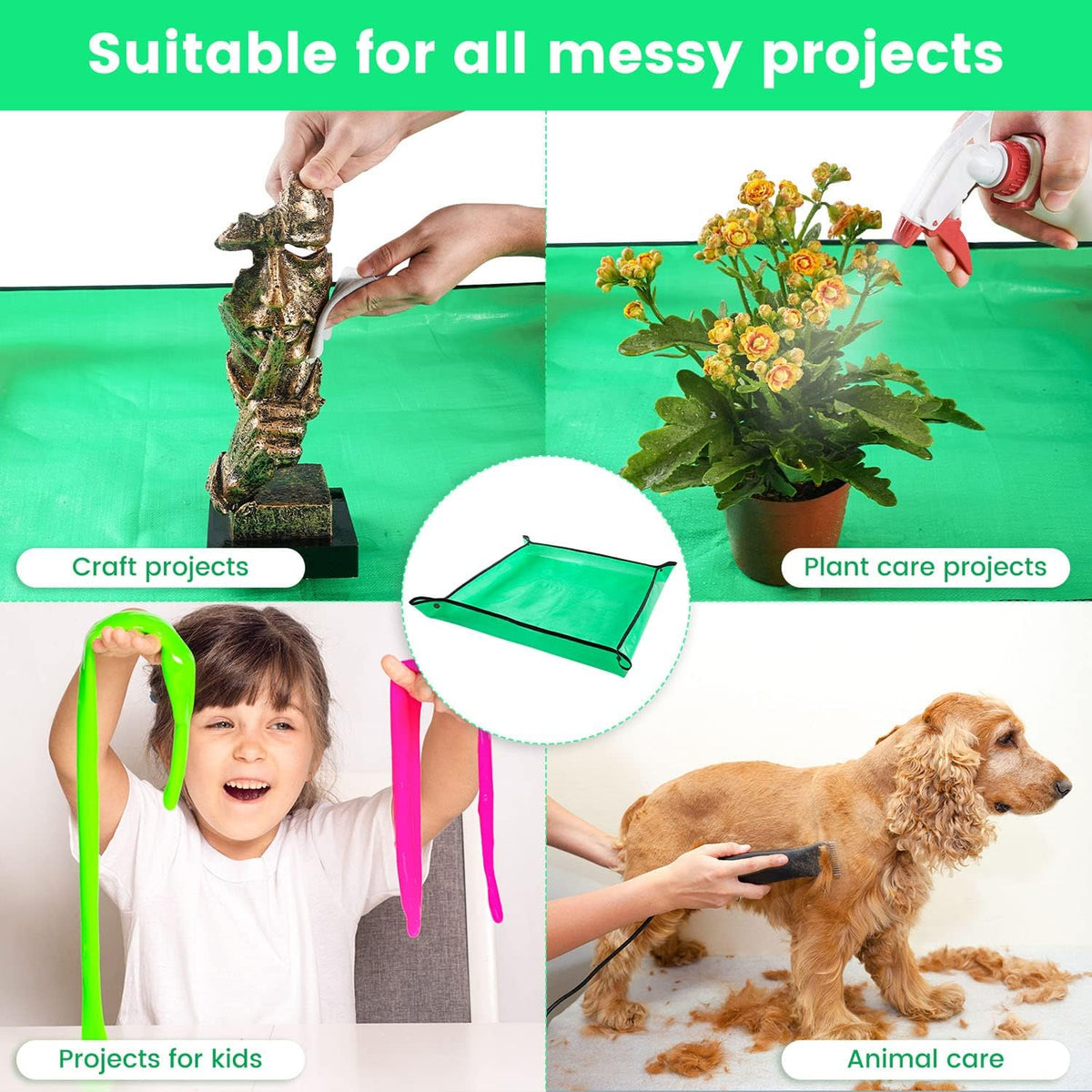 Repotting mat for indoor plant transplanting control mess, 26.8"x26.8" waterproof succulent potting mat square planting tray soil change mat gardening gifts for plant lovers - view 4