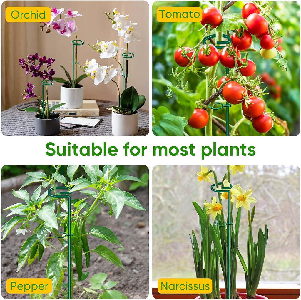 17 inch Plant Support Stakes, 4mm Thick Garden Single Stem Flower Support Stake Amaryllis Plant Cage Support Rings with 10 pcs Plant Clips for Tomato Orchid Lily Peony Rose Flower Stem-5 Pack - view 7