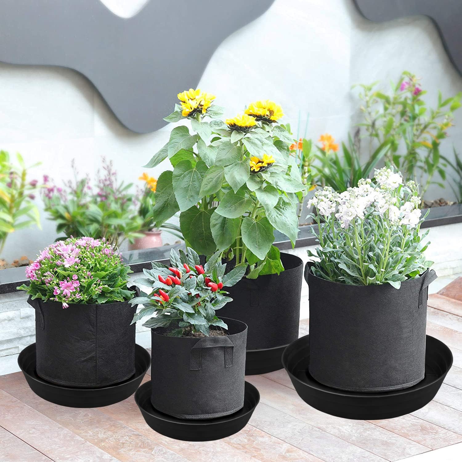 Plant saucer 4 pack 10 inch heavy drainage tray for indoors no holes, 12 14 16 18 20 25 inch plastic plant saucers water catcher for pots base extra-deep plant trays for flower pot (10 inch, black) - view 5