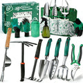 Garden Tool Set, 12-Piece Complete Stainless Steel Gardening Essentials, Heavy Duty Garden Tools with Large Storage Tote, Gardening Gifts for Women, Men, Mom & Dad Beginners Gardeners, Green