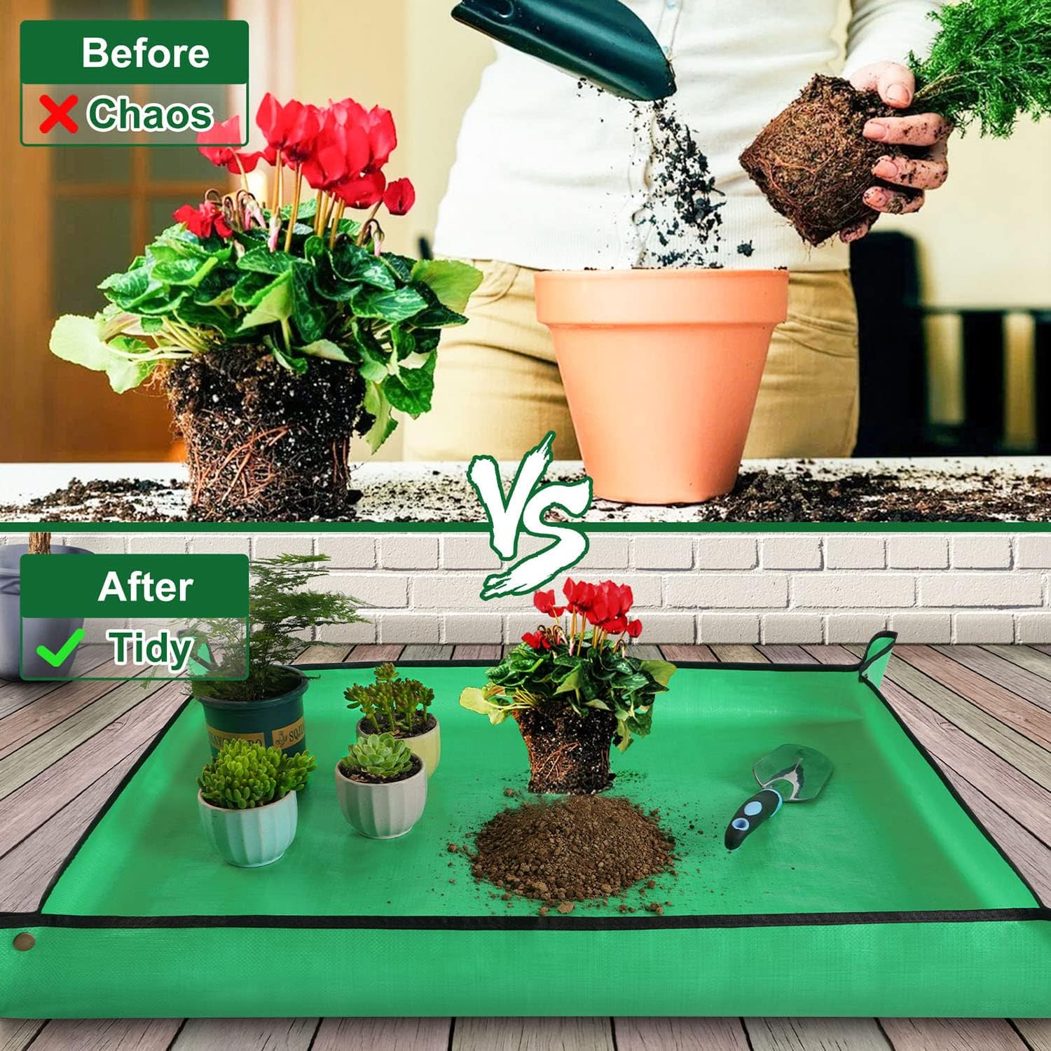 Large repotting mat for plant transplanting and mess control thickened waterproof potting tray succulent potting mat portable gardening mat plant gifts for women - view 2