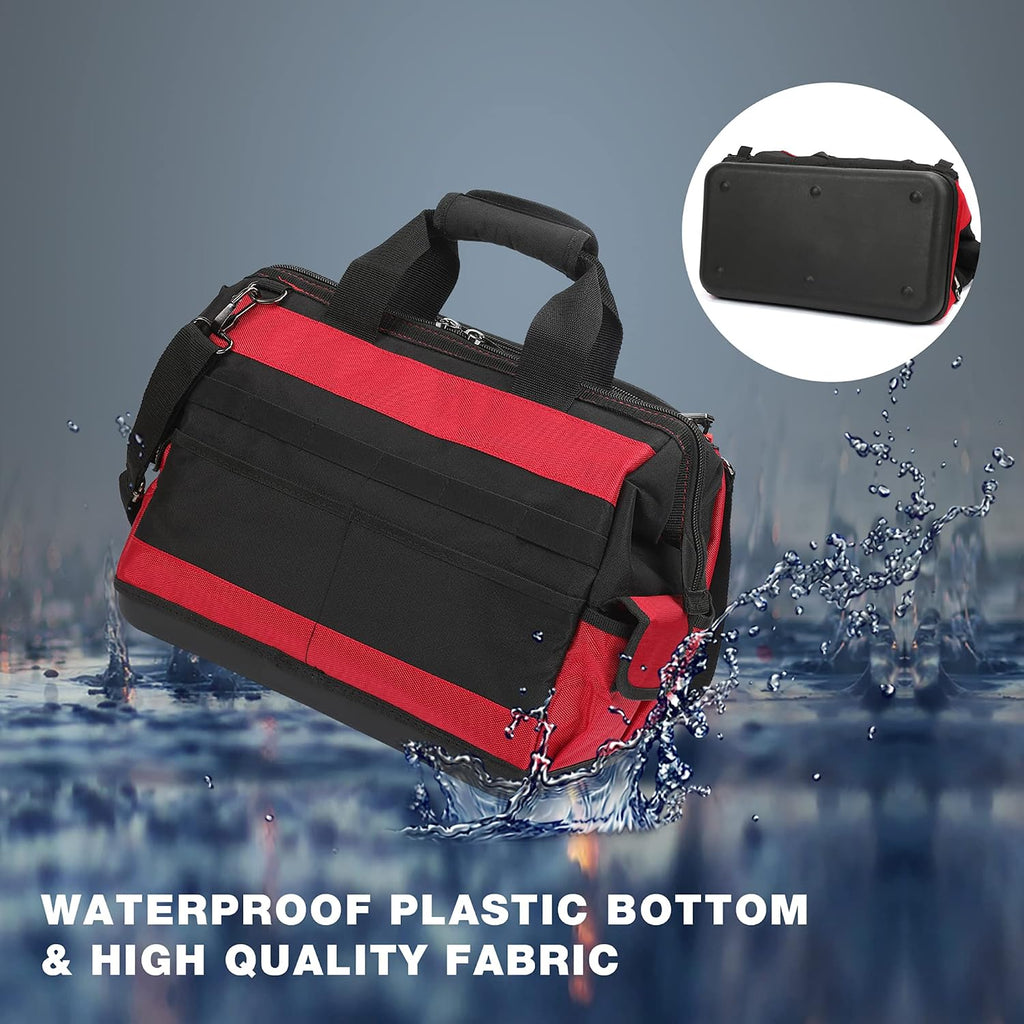 16" Top Wide Mouth Tool Bag with Water Proof Rubber Base, Multi-Compartment, 46 Pockets, For Tool Organizer & Storage, W081122A - view 3