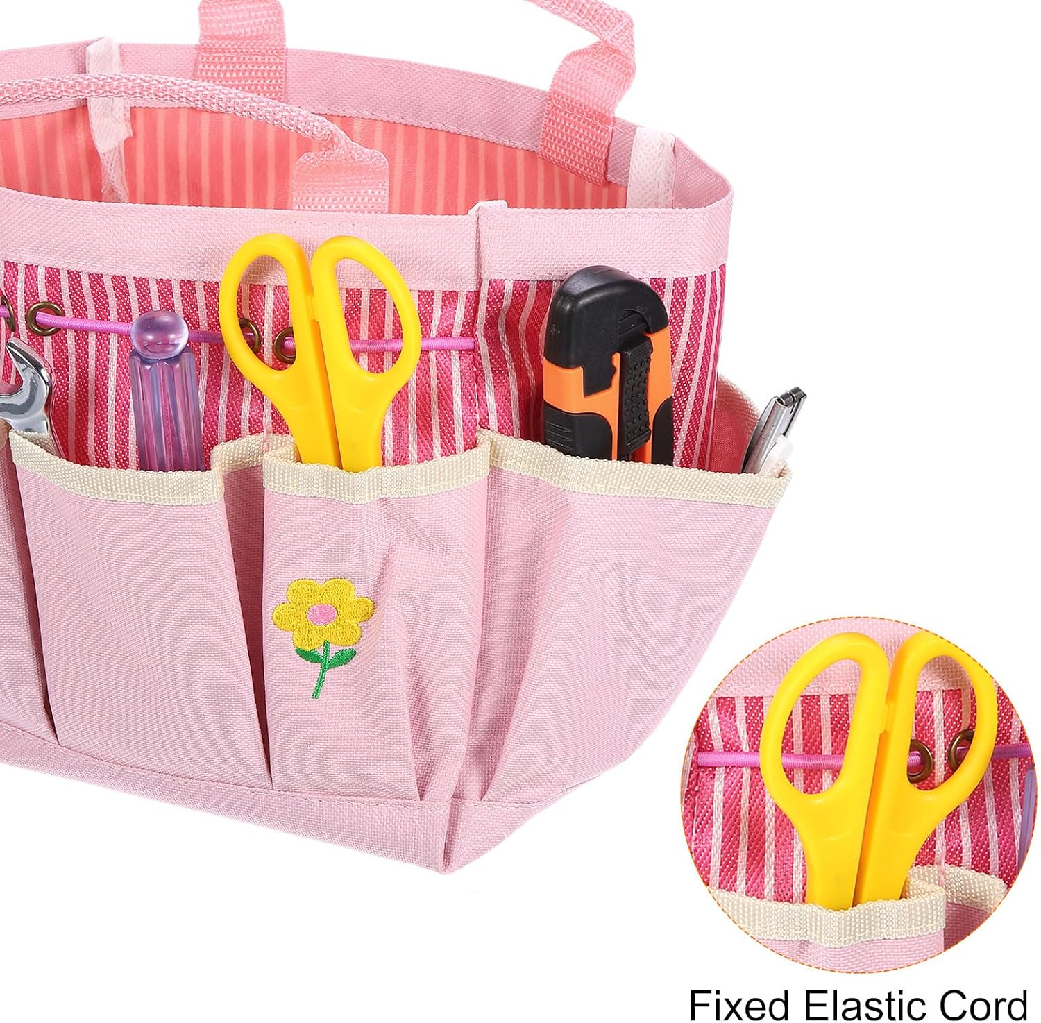 2pcs Garden Tool Bag 13.19"x3.94"x9.45" Large Oxford Tote Pink | Oxford Tote Bag, with Pockets, Gardening Plant Tool Organizer Storage Carrier, Store, for Outdoor Women Men - view 5