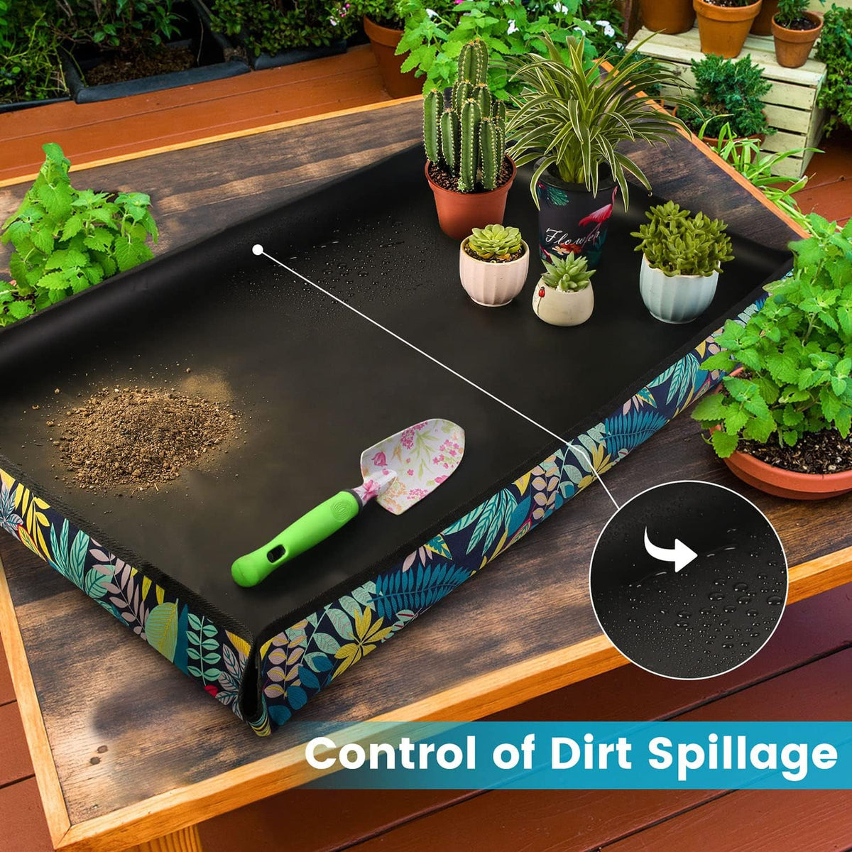 Extra large repotting mat for indoor plant transplanting and mess control 43.5"x 29.5" thick waterproof potting mat succulent gardening mat portable foldable potting tray unique gifts for plant lovers - view 4