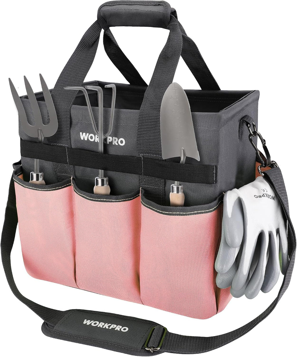 Garden Tool Bag, 10 Pockets and Shoulder Strap, Green | Heavy Duty Gardening Organizer Tote Bag, Standable Garden Tool Organizer (Tools not Included) - view 5