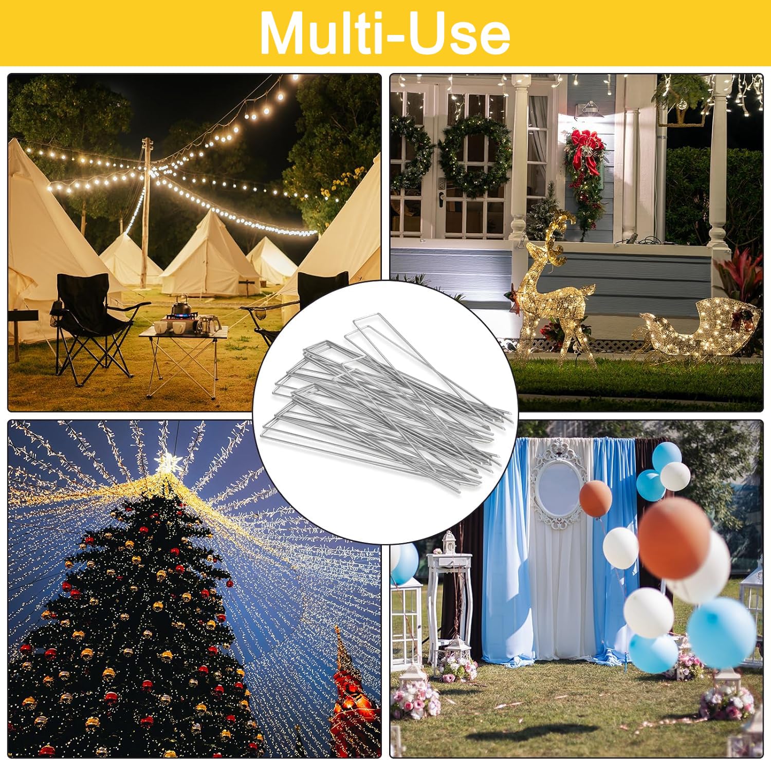 360 Pack 6 Inch Landscape Staples, Galvanized Garden Staples 11 Gauge Ground Stakes Landscaping Fabric Pins Plant Cover Stakes Yard Staples for Lawn Fence Tent Hose Drip Irrigation Tube - view 6