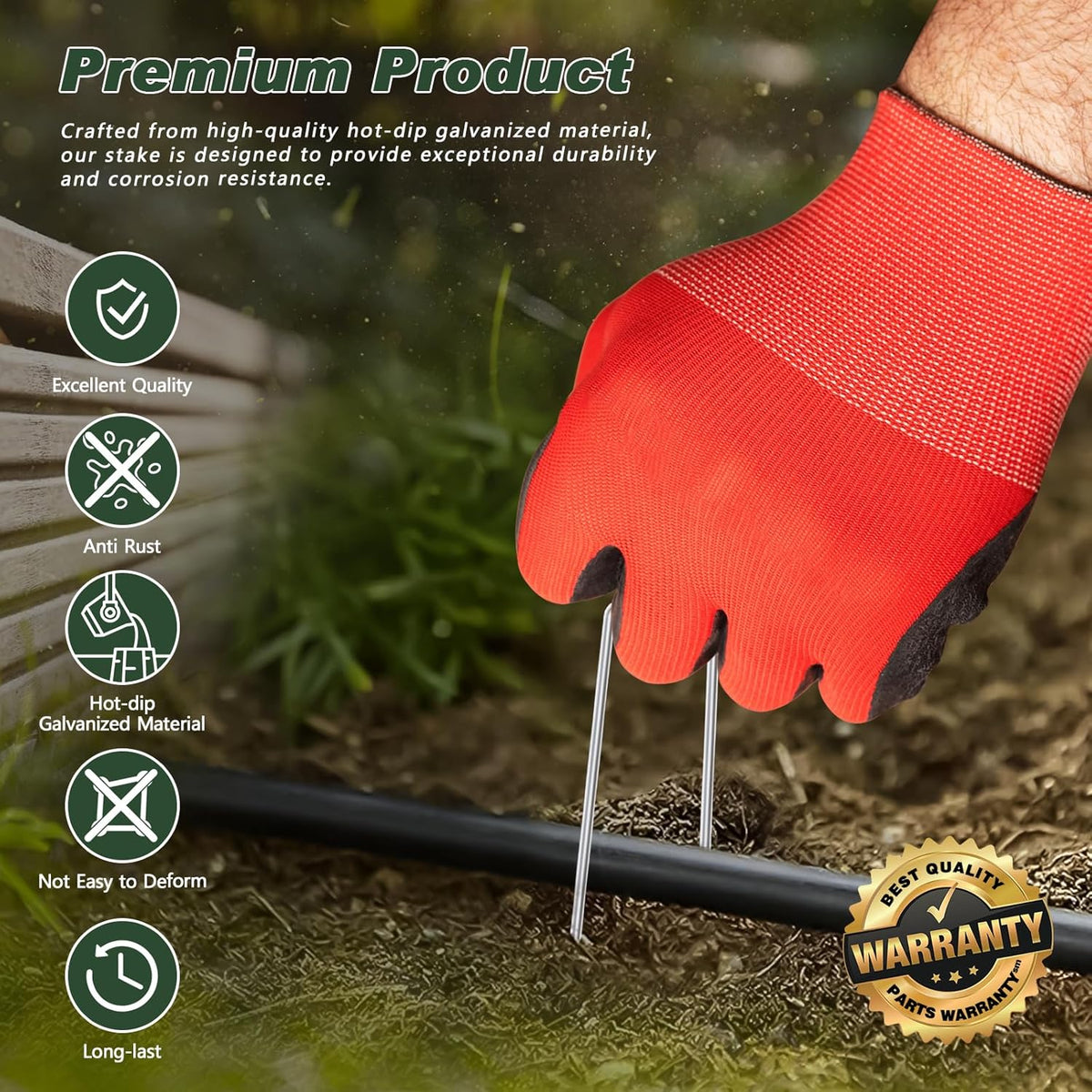 6 Inch 100 Pack Galvanized Landscape Staples Plant Cover Stakes 11 Gauge Tent Stakes Garden Stakes Landscaping Fabric SOD Pins Yard Stakes for Decoration Weed Barrier Fabric - view 4