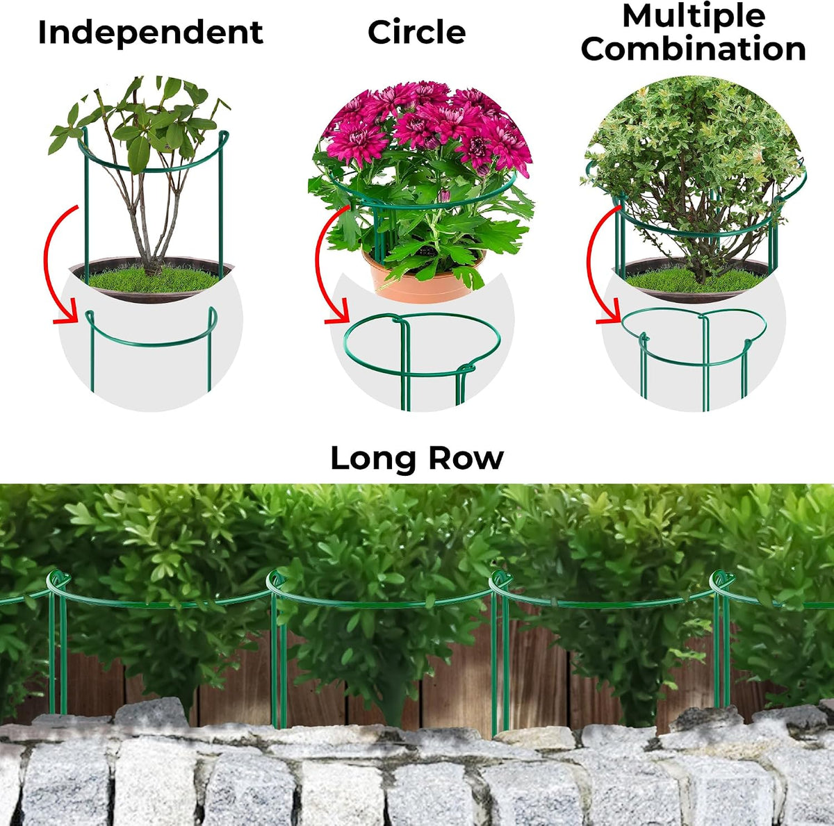 12 Pack Tall Snake Plant Support Stakes – 10" W x 24" H Half Round Peony Cages and Supports for Indoor and Outdoor Plants – Plant Cage Ring Support for Flower - Peony, Tomato, Hydrangea, Rose Bush - view 4