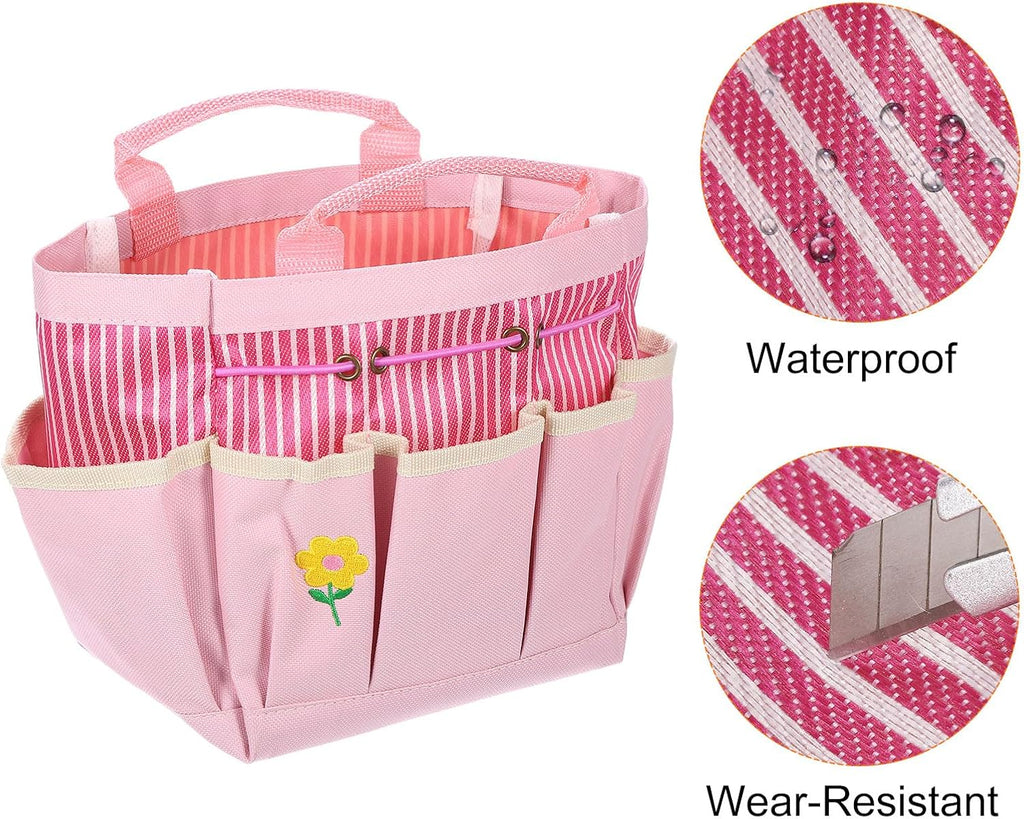 2pcs Garden Tool Bag 13.19"x3.94"x9.45" Large Oxford Tote Pink | Oxford Tote Bag, with Pockets, Gardening Plant Tool Organizer Storage Carrier, Store, for Outdoor Women Men - view 4