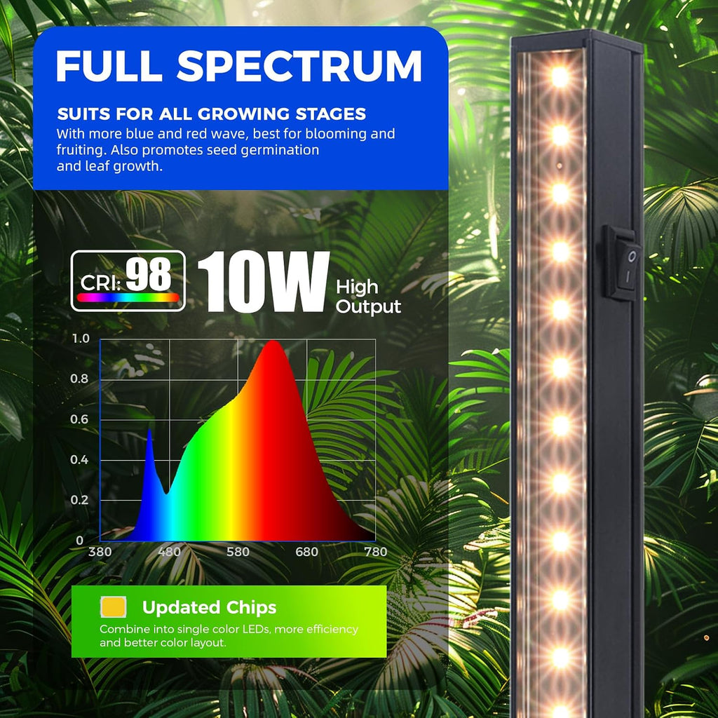 T5 LED Grow Lights, 2FT Yellow, Black Cover, Linkable, 2 Packs | Full Spectrum, Grow Light Strip for Indoor Plants, Plant Growing Lamp with Magnetic Bar, Separate Switch, 20W (2 x 10W) - view 5