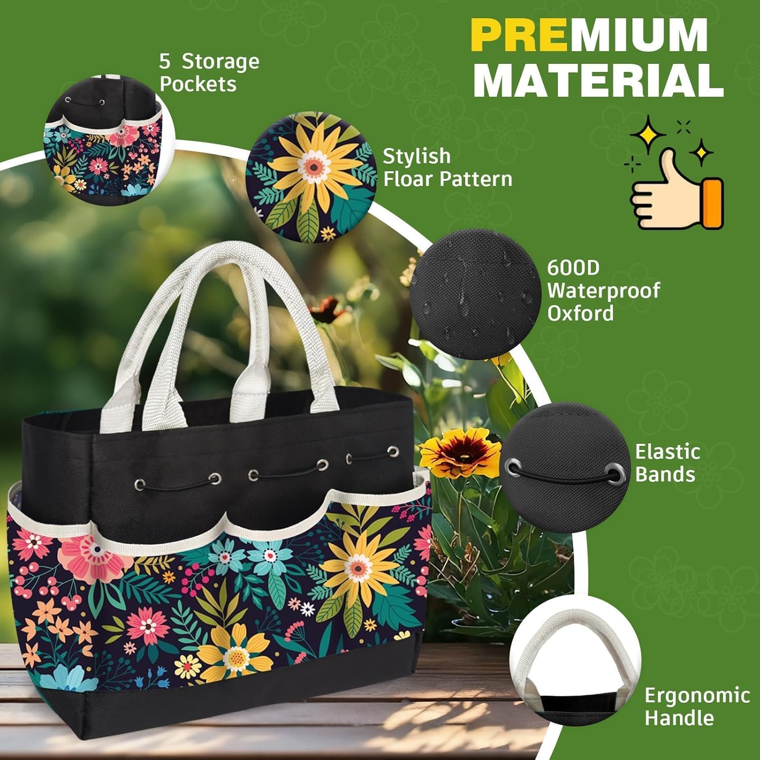 22pcs gardening tools set for women heavy duty garden hand tool kit birthday gifts for mom her wife grandma beginner gardening accessories with tote bag/shovel/repotting mat/plant labels/gloves-black - view 4