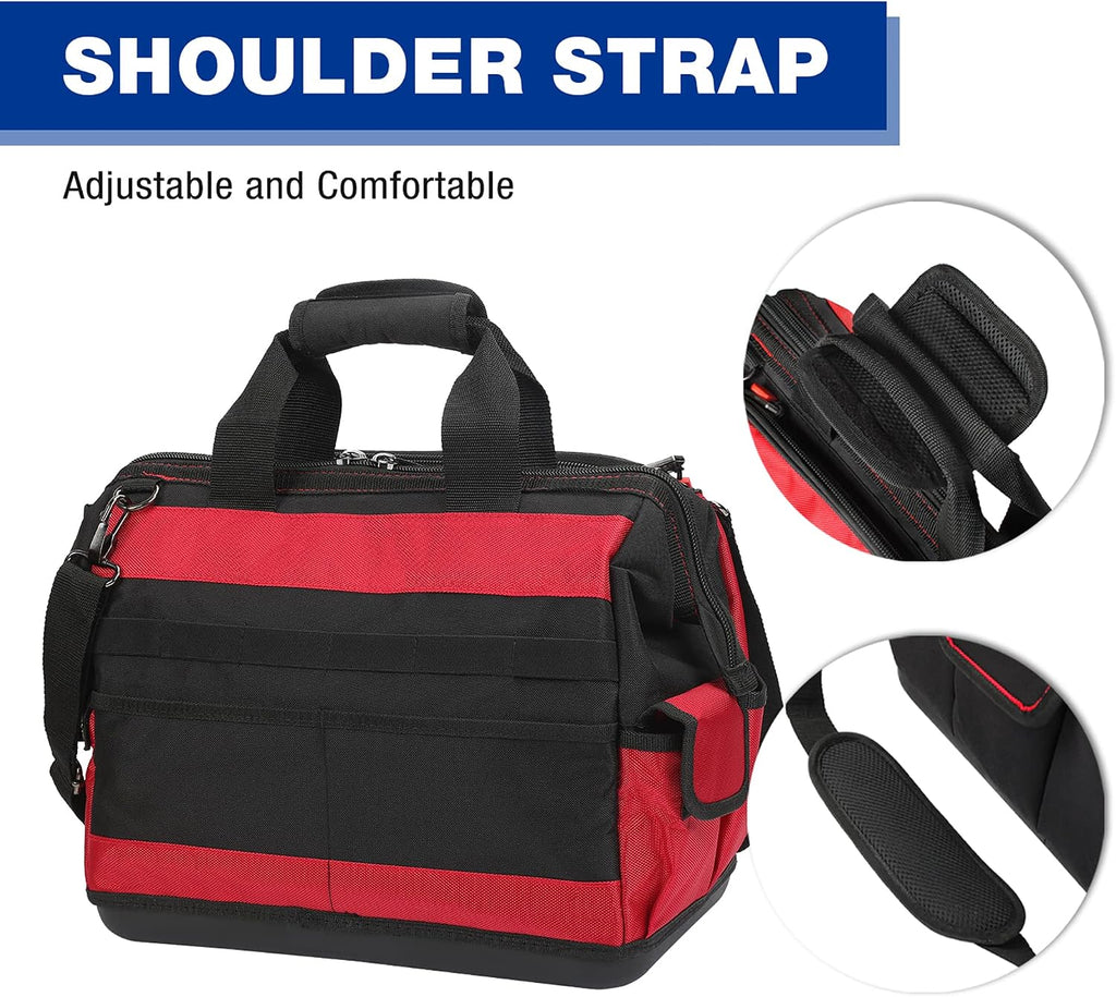 16" Top Wide Mouth Tool Bag with Water Proof Rubber Base, Multi-Compartment, 46 Pockets, For Tool Organizer & Storage, W081122A - view 7