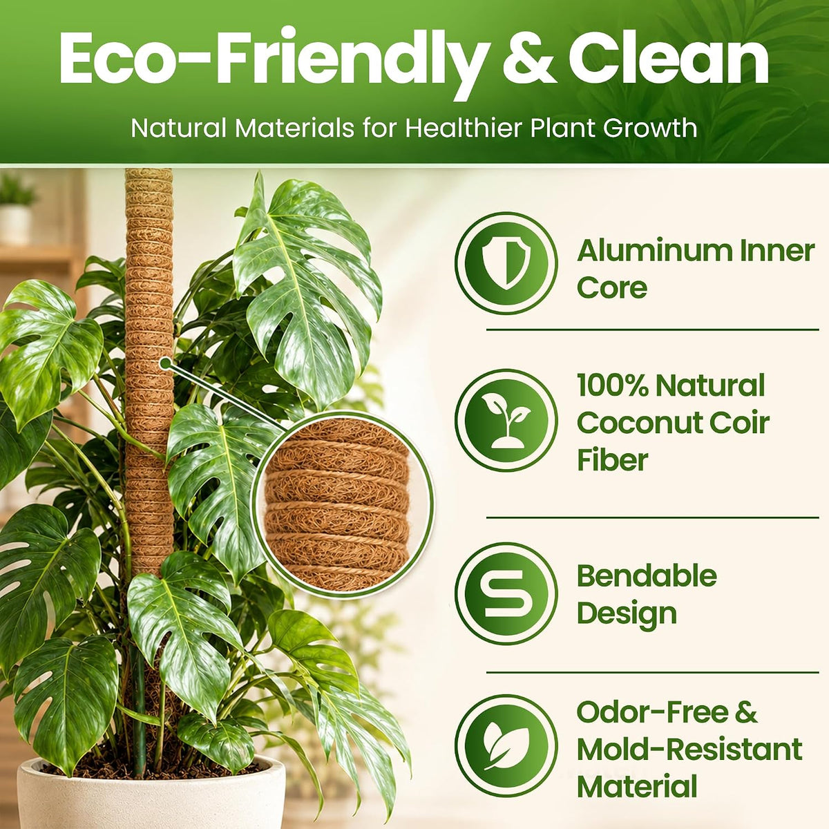 2 pack 28'' bendable moss pole plant support for climbing indoor plants - stakes for potted climbers - tall sticks indoor trellis for houseplants - accessories for moss pole - view 3