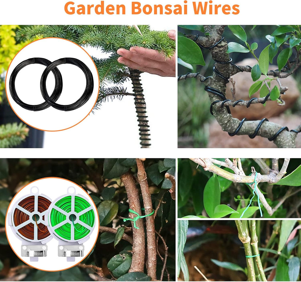 Bonsai tools set, 20 pcs gardening succulent tree indoor beginner tool kit, include 262 feet bonsai wire, 29.5"x29.5" plant repotting mat, leather bag, bonsai scissors, pruning shears, gifts for women | include 262 feet bonsai wire, 29.5"x29.5" plant repo - view 3