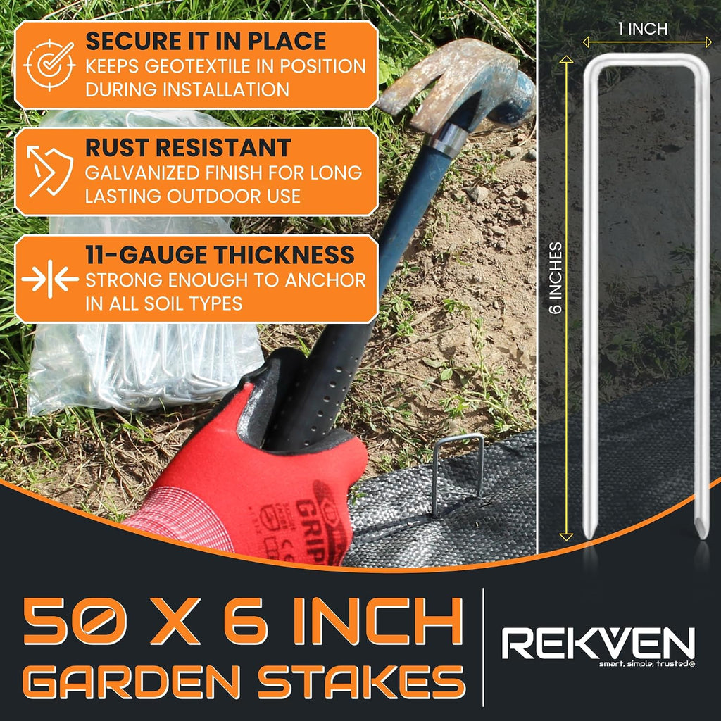 Woven Geotextile Driveway Fabric, Under Gravel, Weed Barrier, 12.5 x 50 ft | Heavy Duty Extra Wide Underlayment, Road Base Stabilization, Black Landscape Ground Cover, Garden Patio Walkway, 50 Stakes - view 6