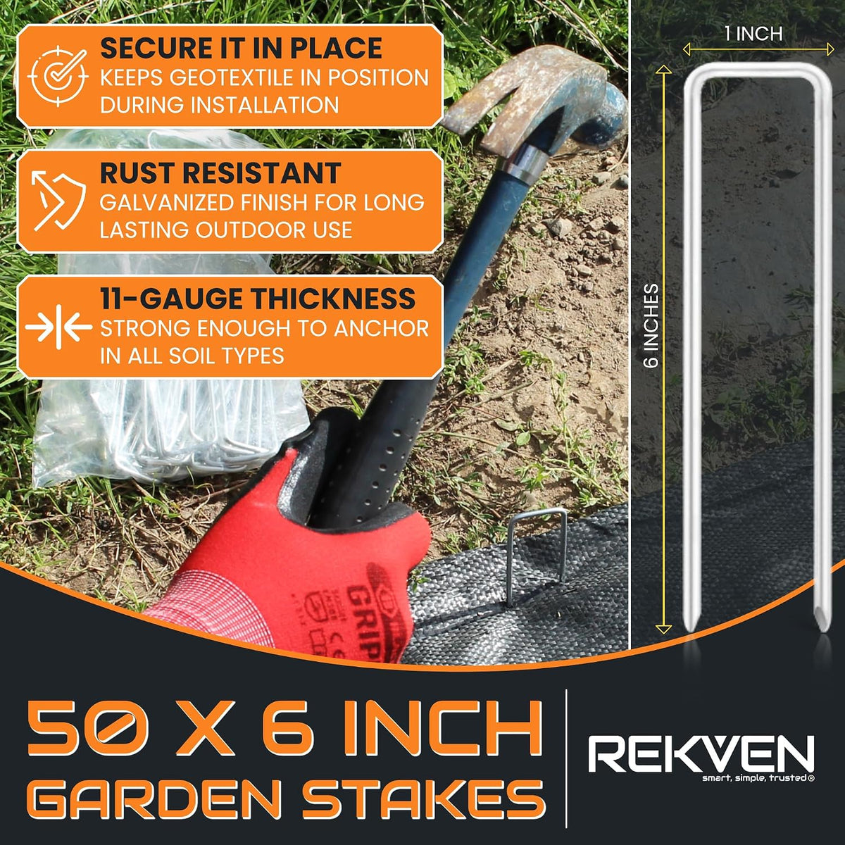 Woven Geotextile Driveway Fabric, Under Gravel, Weed Barrier, 12.5 x 50 ft | Heavy Duty Extra Wide Underlayment, Road Base Stabilization, Black Landscape Ground Cover, Garden Patio Walkway, 50 Stakes - view 6