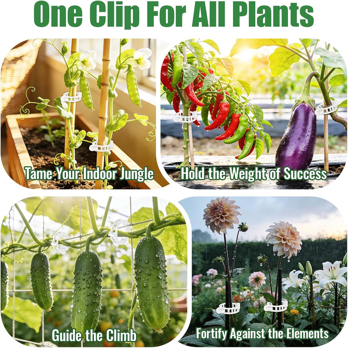 300Pcs Thickened Tomato Clips, Plant Support Clips Plastic Trellis Clips | Plant Clips for Grape Vine, Tomato Vine, Vegetable Plants, to Grow Upright Makes Plants Healthier, White - view 7