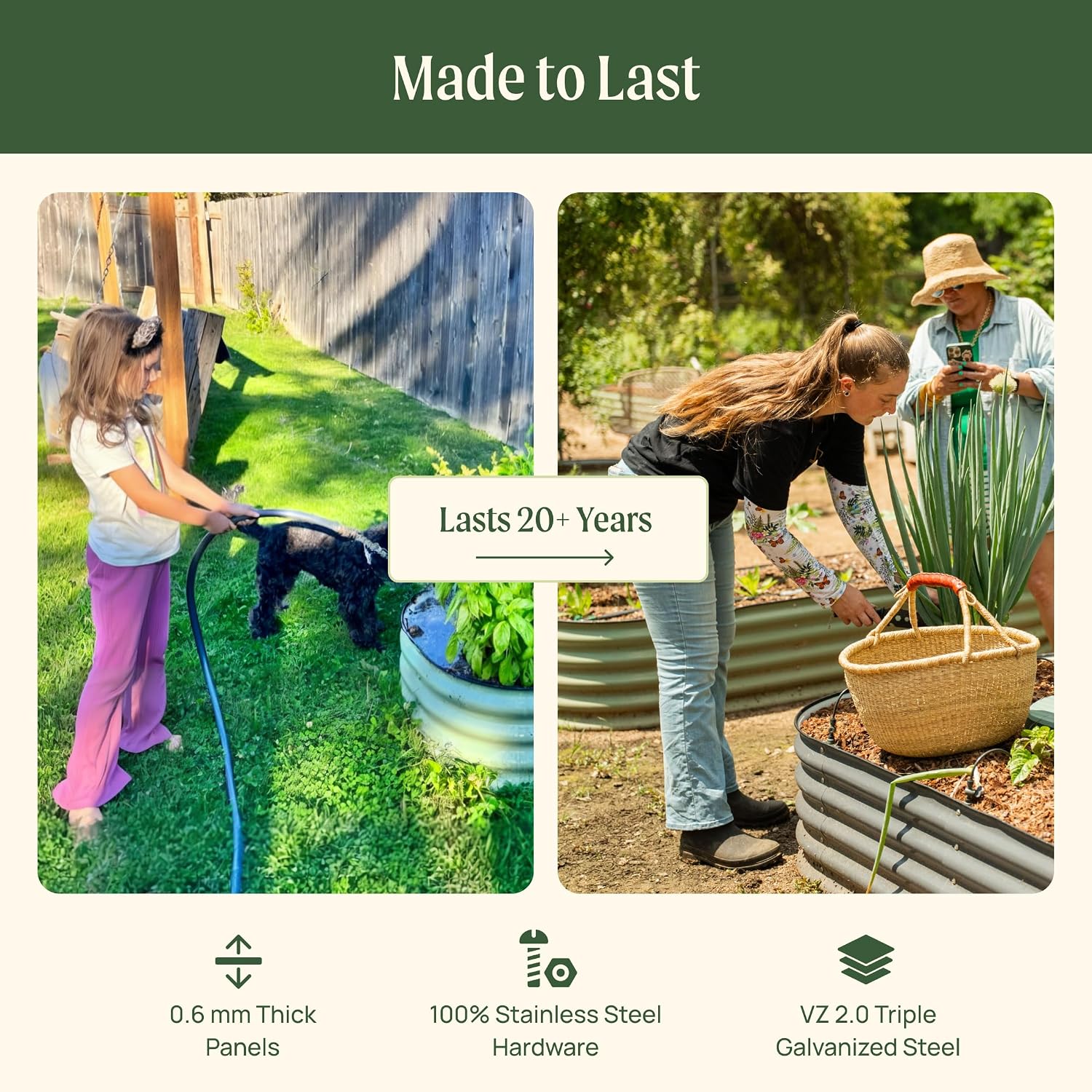 Vego garden Raised Garden Bed Kits, 17" Tall 9 in 1 8ft X 2ft Metal Raised Planter Bed for Vegetables Flowers Ground Planter Box-Pearl White - view 4