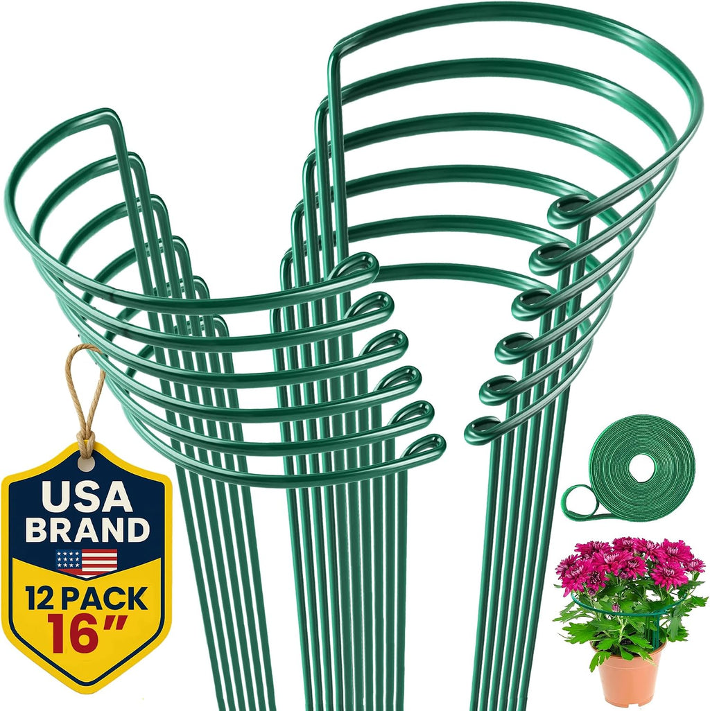 12 Pack Tall Snake Plant Support Stakes – 10" W x 24" H Half Round Peony Cages and Supports for Indoor and Outdoor Plants – Plant Cage Ring Support for Flower - Peony, Tomato, Hydrangea, Rose Bush - view 6