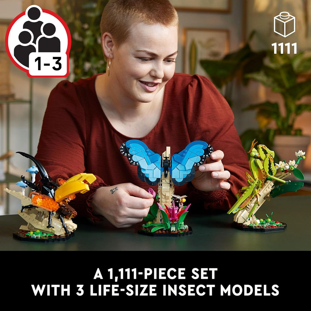 LEGO Ideas The Insect Collection, Fun Gift for Nature Lovers, with Life-Size Blue Morpho Butterfly, Hercules Beetle and Chinese Mantis Display Models, Bug Building Set and Nature Décor, 21342,18+ - view 2