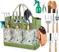 Heavy Duty Gardening Tools with Handbag, Gardening Gifts for Women | Rust-Resistant Steel Garden Tool Sets for Women, Men, Durable, Ergonomic Wooden Handle, Idea for Planting Work