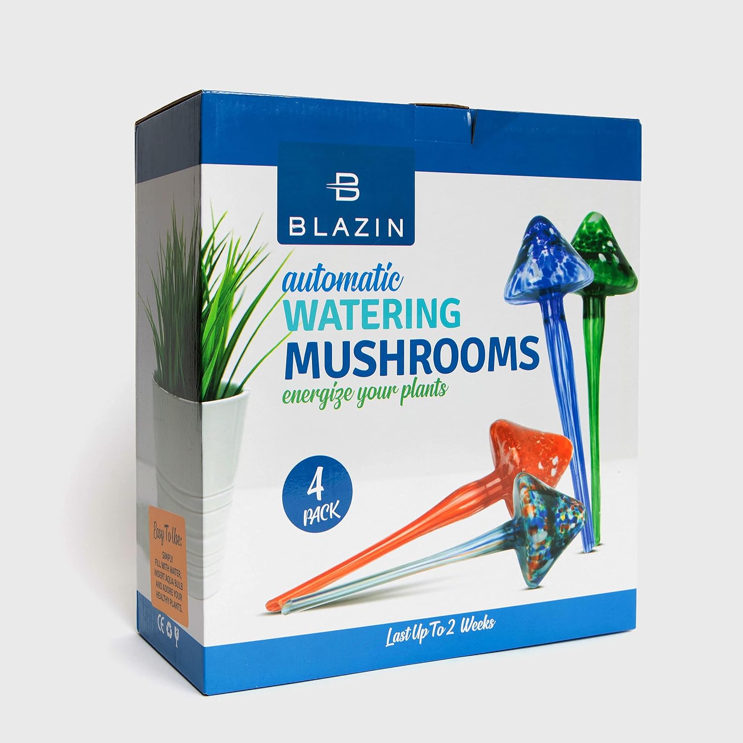 Indoor Plant Watering Globes | Mushroom Shape | Automatic Self Water Bulbs | Aqua Water Globe | Decorative Hand-Blown Glass | 4pc Deluxe Set (Large) - view 5