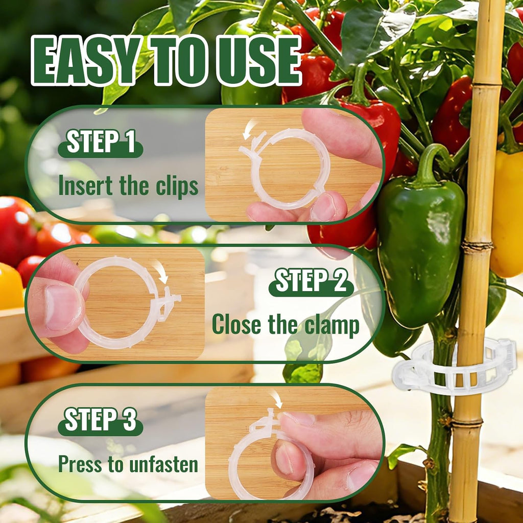 300Pcs Thickened Tomato Clips, Plant Support Clips Plastic Trellis Clips | Plant Clips for Grape Vine, Tomato Vine, Vegetable Plants, to Grow Upright Makes Plants Healthier, White - view 6
